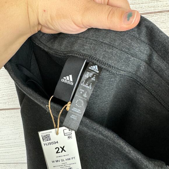 Adidas Plus Size Gray Tapered Slim Fit Lounge Sweatpants Size 2X - Picture 9 of 9